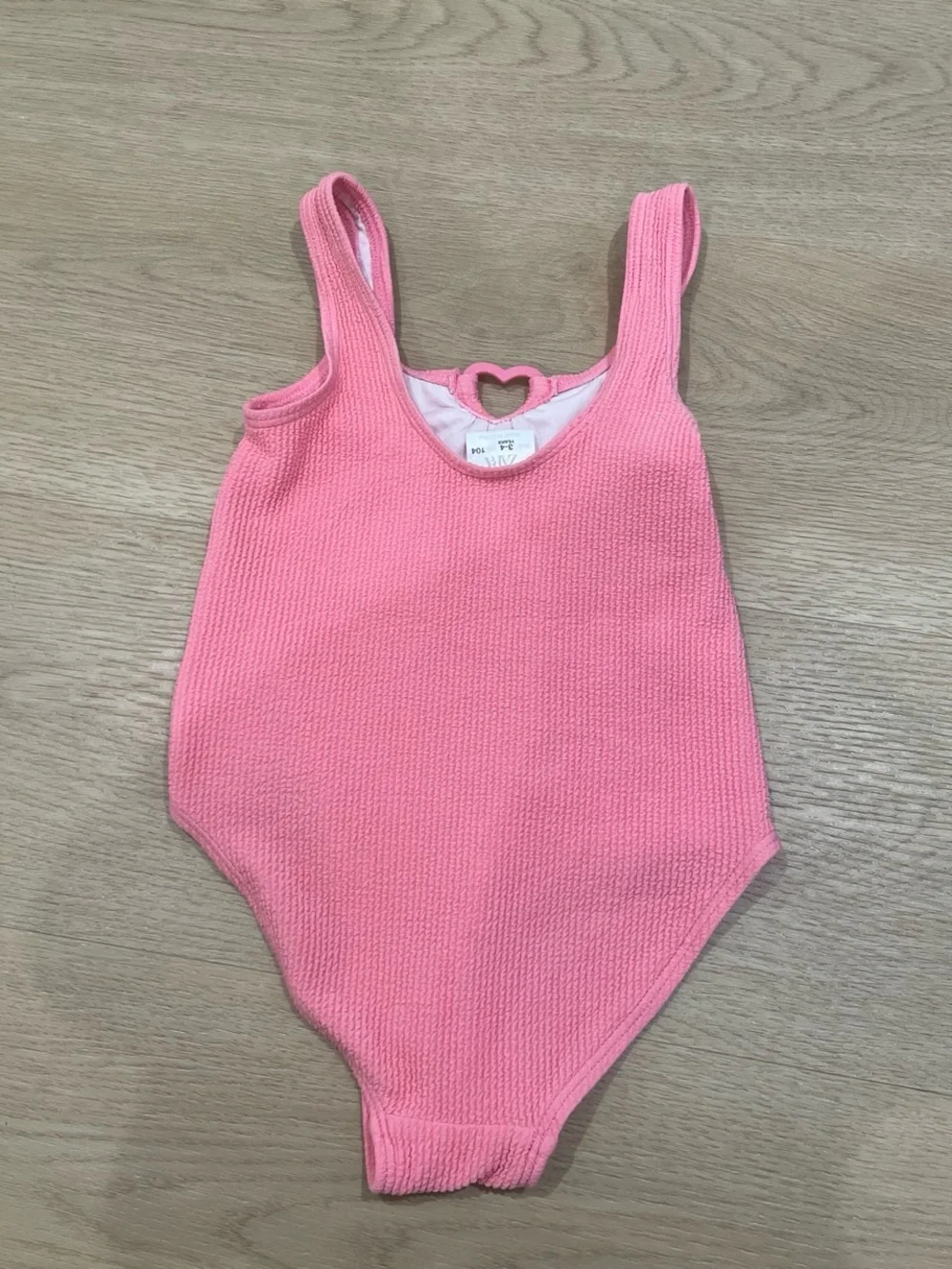 Zara Pink Ribbed Heart-Detail One-Piece Swim